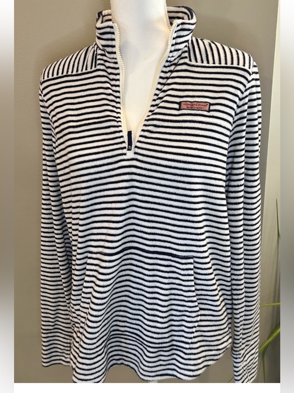 Vineyard Vines Women’s S Striped Shep Shirt 1/4 Zip French Terry Pullover